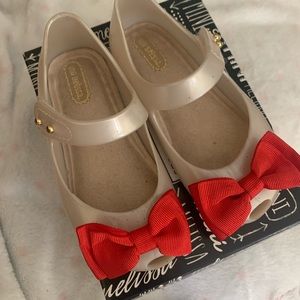 Mini Melissa white and red shoes